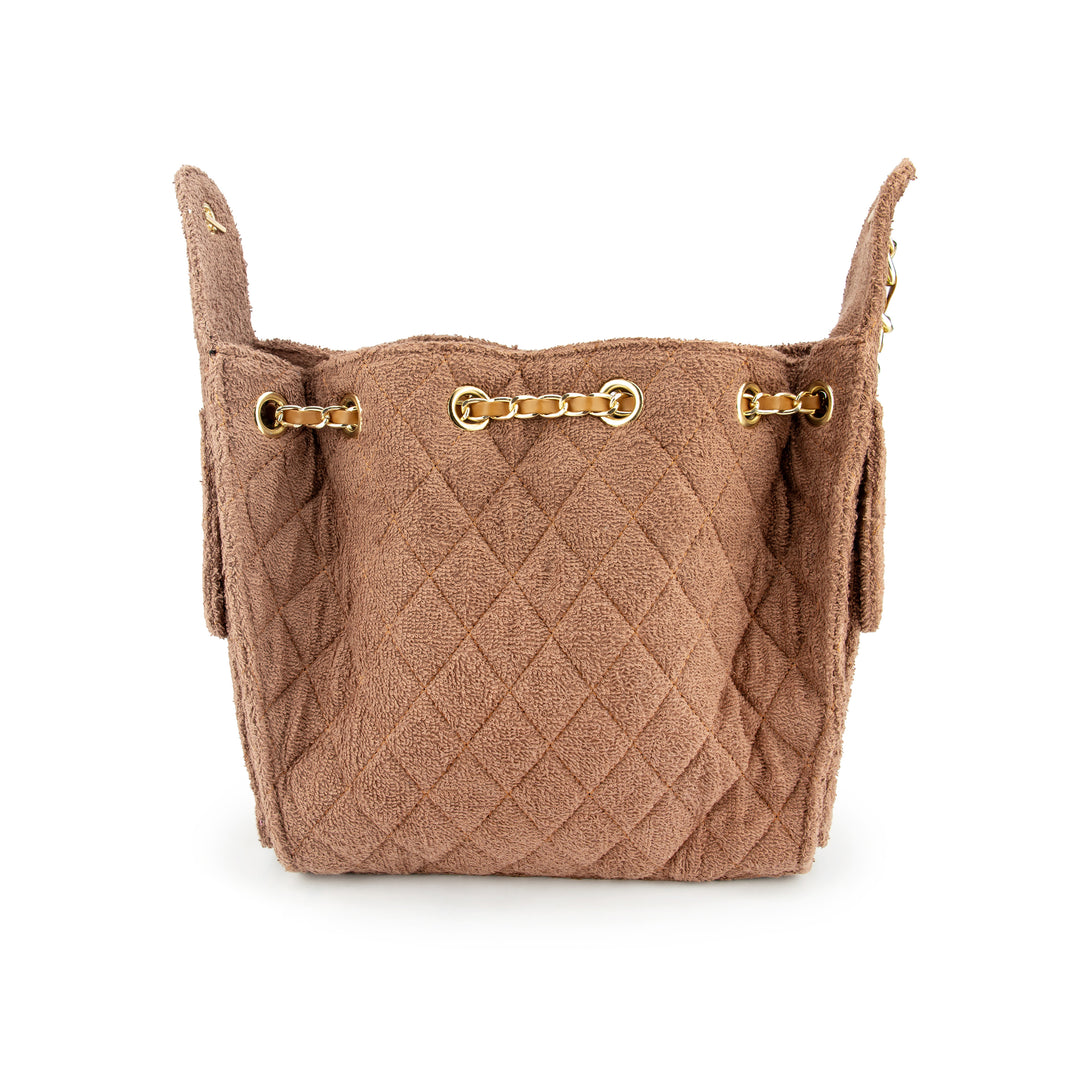 Cruz terry bucket tote in caramel brown small