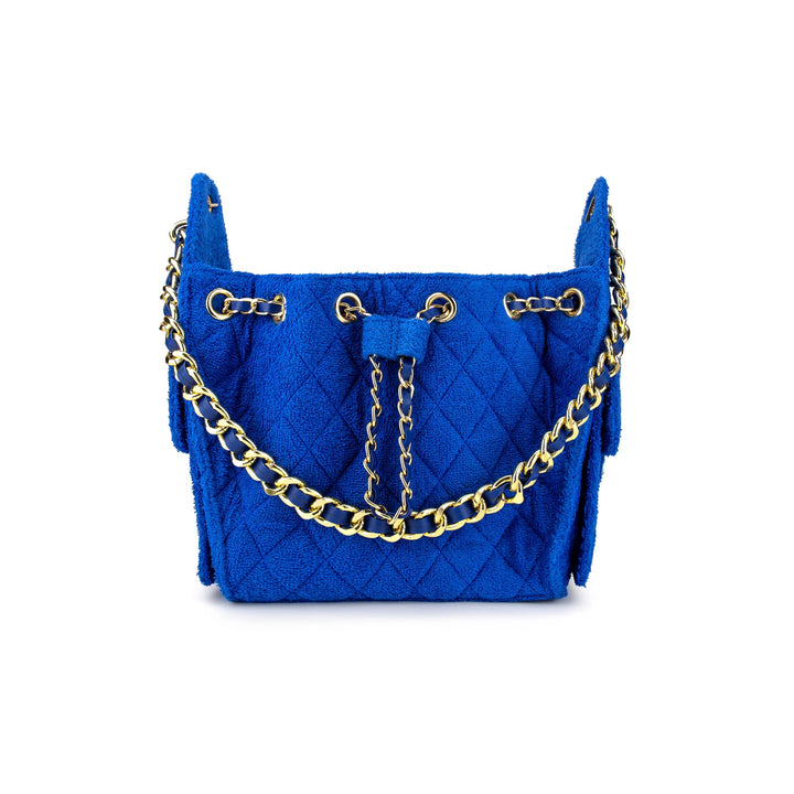 Cruz terry bucket tote in royal blue mini