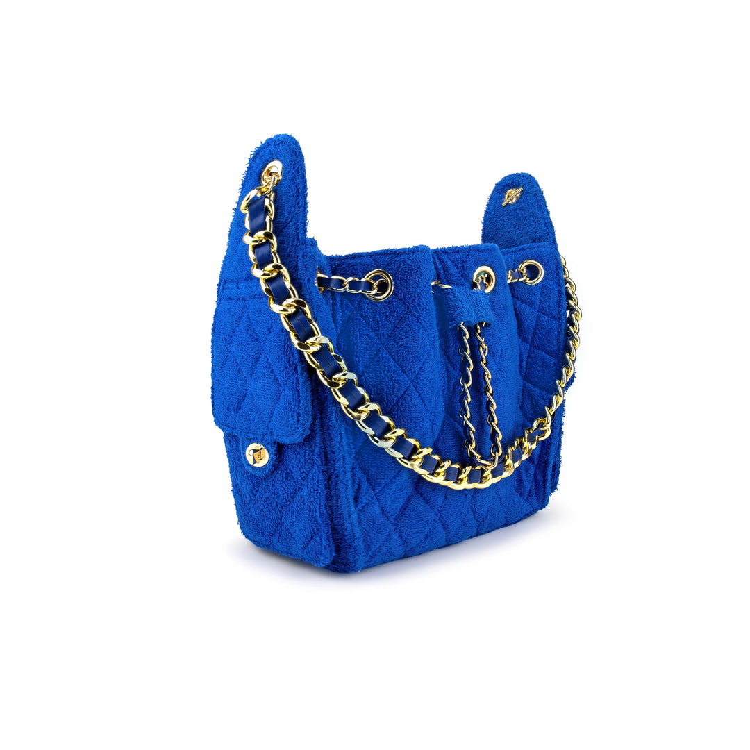 Cruz terry bucket tote in royal blue mini