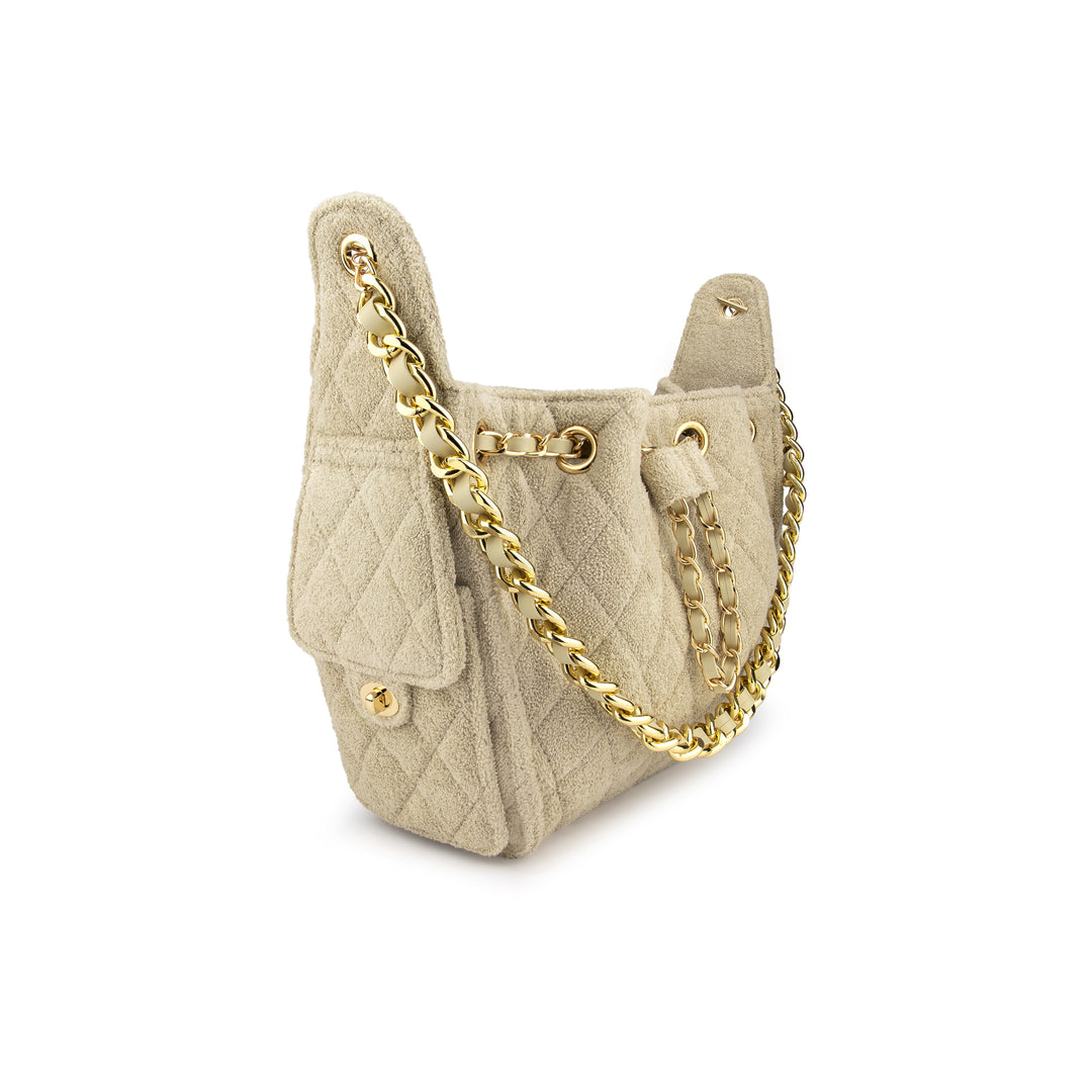 Cruz terry bucket tote in golden sand mini