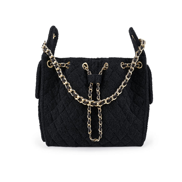 Cruz terry bucket tote in Jet Black small