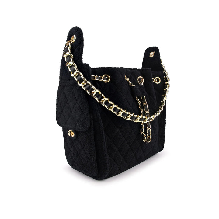 Cruz terry bucket tote in Jet Black small