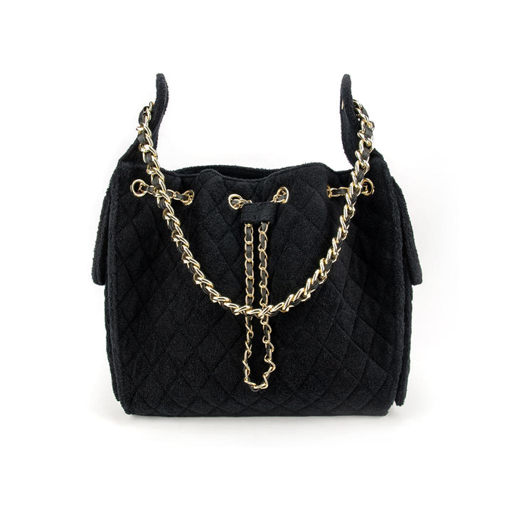 Sundaze Cruz terry bucket tote in jet black large