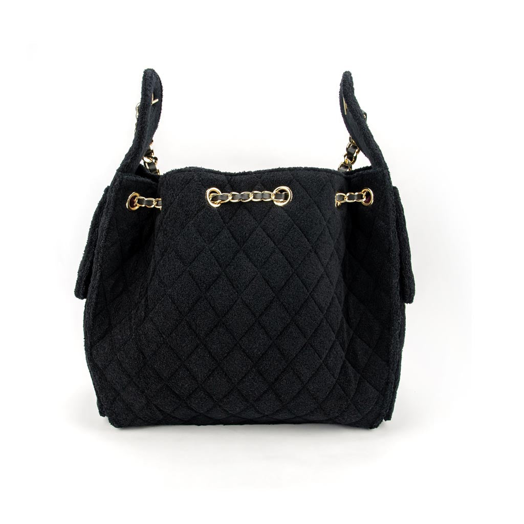 Sundaze Cruz terry bucket tote in jet black large