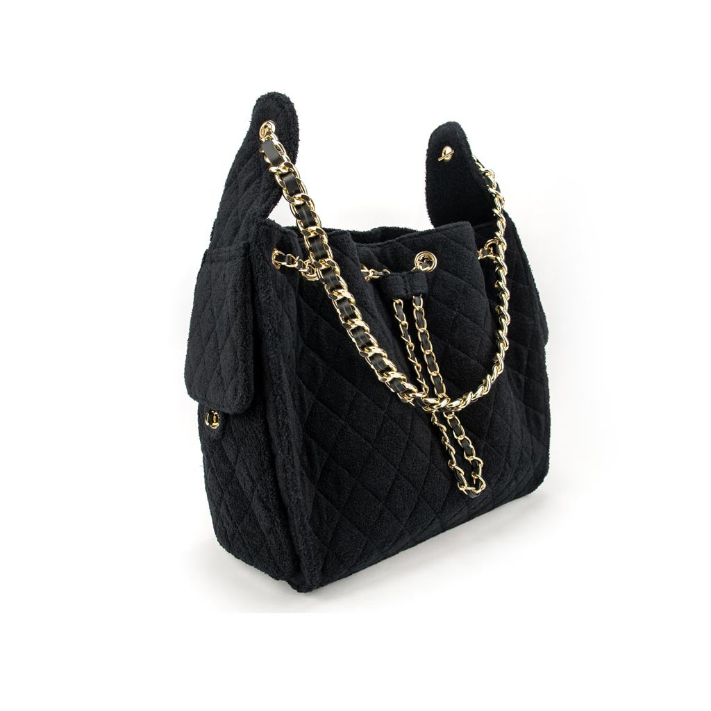Sundaze Cruz terry bucket tote in jet black large