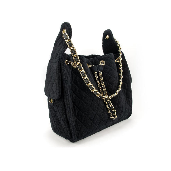 Sundaze Cruz terry bucket tote in jet black large