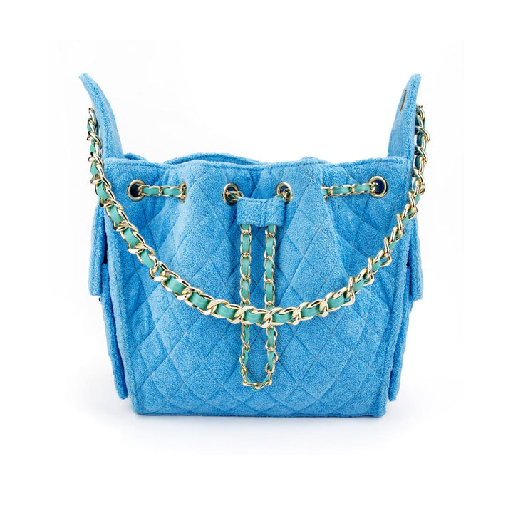 Cruz terry bucket tote in powder blue small