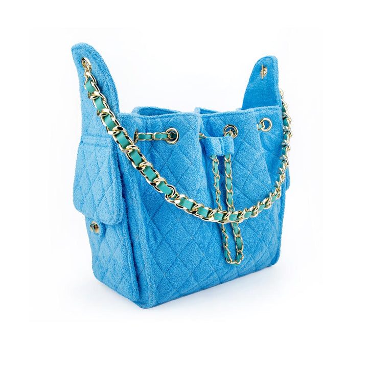 Cruz terry bucket tote in powder blue small
