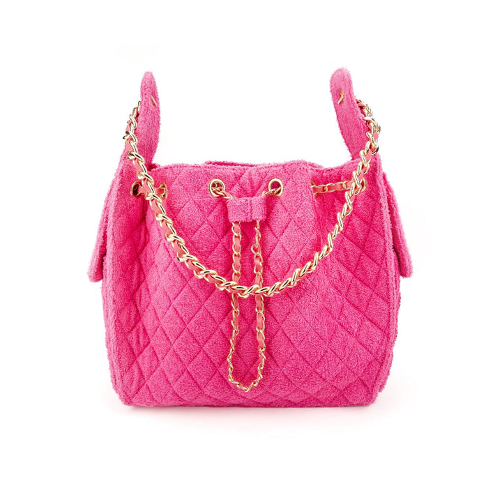 Sundaze Cruz terry bucket tote in fuchsia large