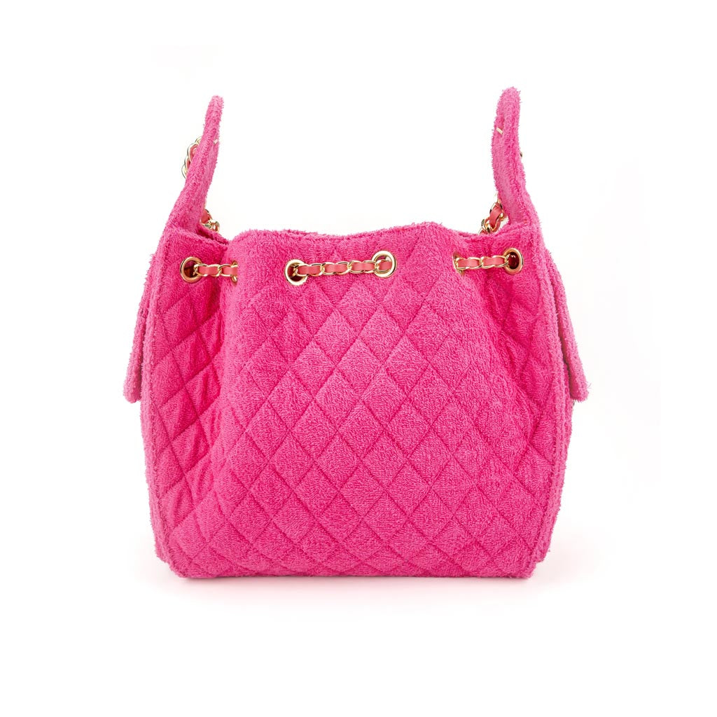 Sundaze Cruz terry bucket tote in fuchsia large