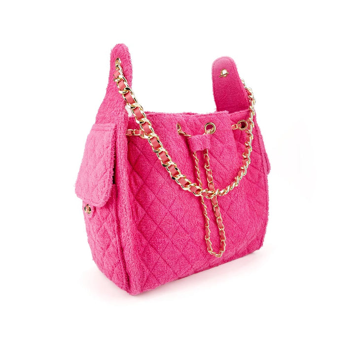 Sundaze Cruz terry bucket tote in fuchsia large
