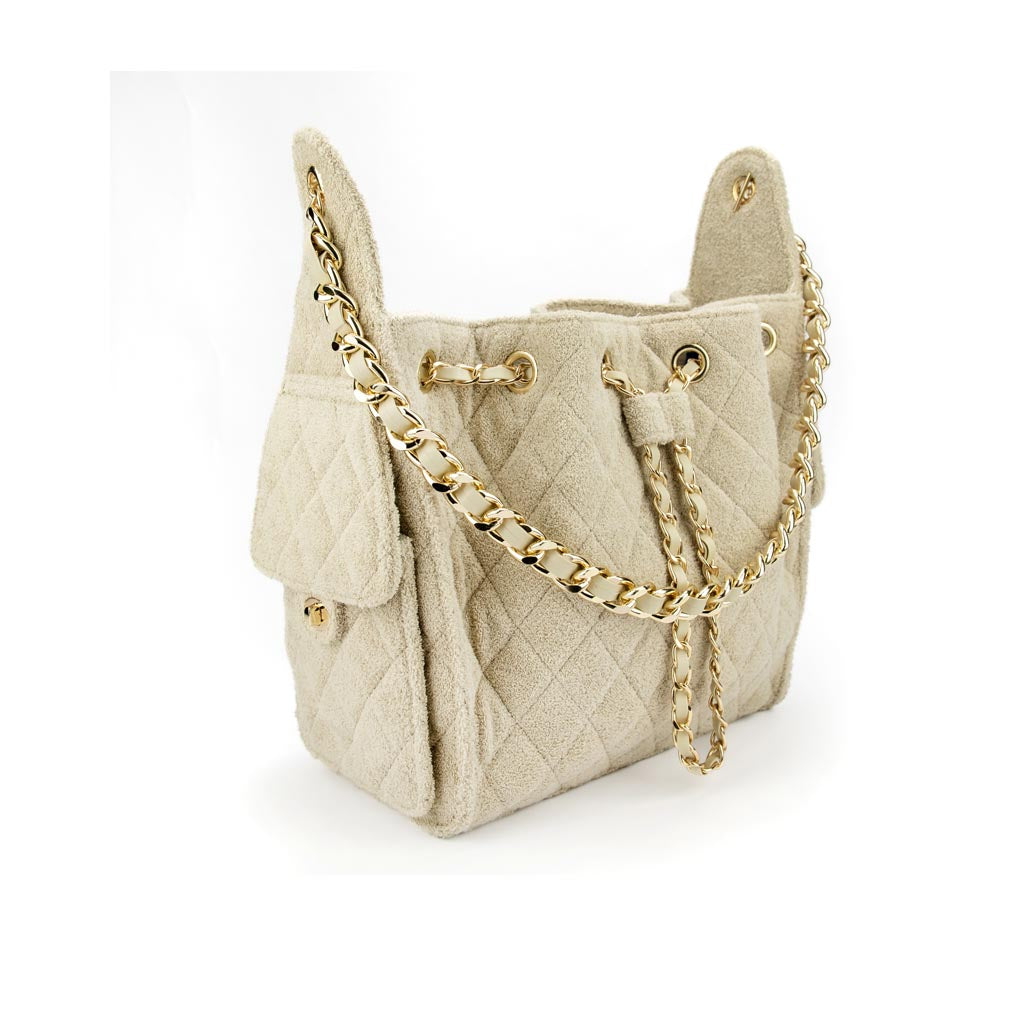 Cruz terry bucket tote in golden sand small