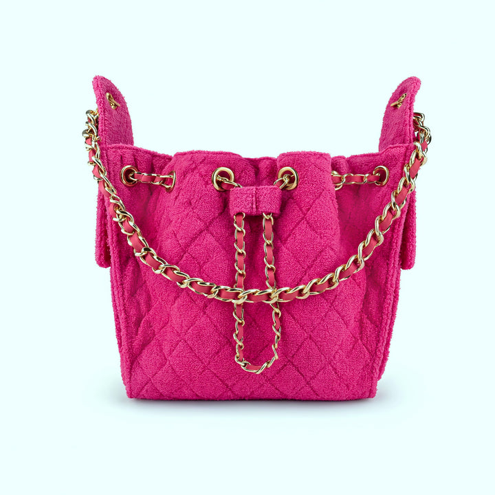 Cruz terry bucket tote in Fuchsia small