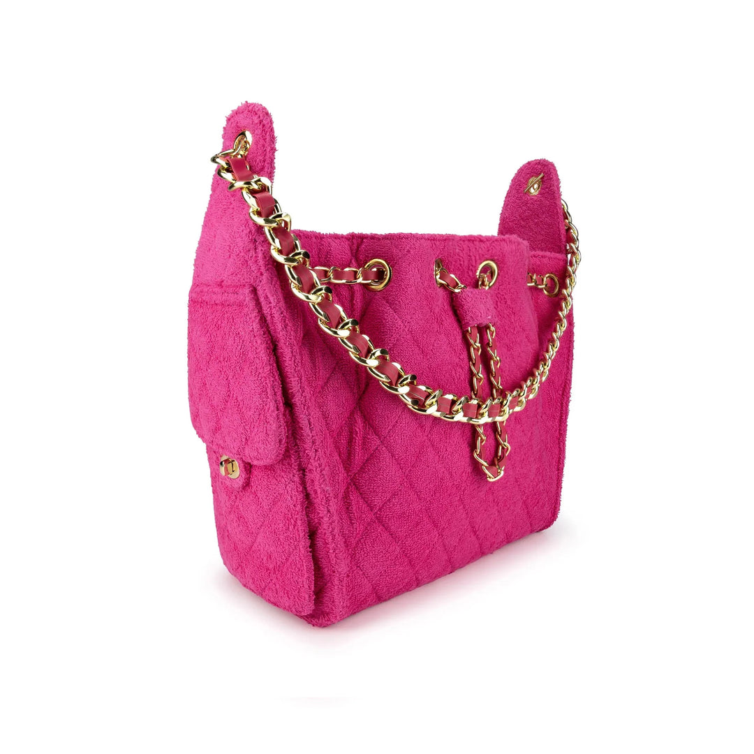 Cruz terry bucket tote in Fuchsia small