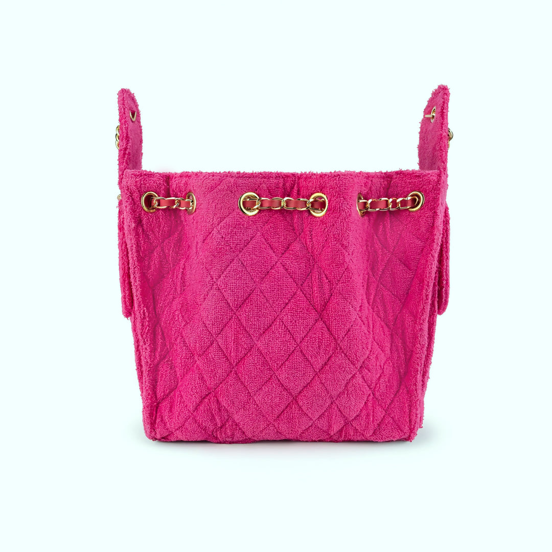 Cruz terry bucket tote in Fuchsia small